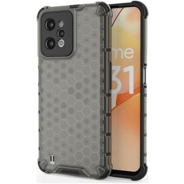 Mobigear Honeycomb Coque Realme C31 Coque arrière Rigide Anti-Chocs - Noir