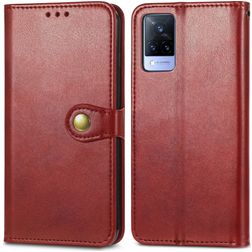 Mobigear Snap Button Housse Vivo V21 Etui Porte-Monnaie - Rouge