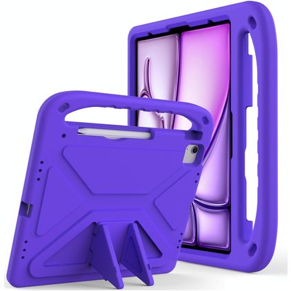 Mobigear AeroArmor Coque iPad Air 13 Pouces (2025) Coque de tablette pour enfants avec Poignée Enfants en EVA + Porte-crayon - Violet
