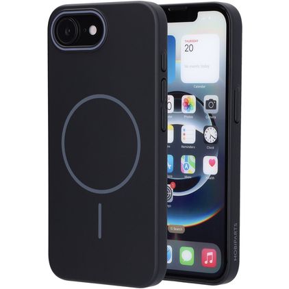 Mobiparts Slim Line iPhone 16e MagSafe Plastique rigide Coque arrière - Onyx Black
