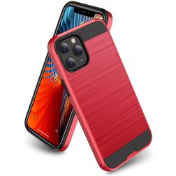 Mobigear Brushed Armor Coque iPhone 12 Pro Max Coque arrière Rigide Anti-Chocs - Rouge
