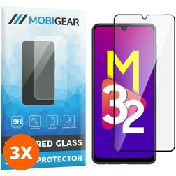 Mobigear Premium Samsung Galaxy M32 4G Verre trempé Protection d'écran - Compatible Coque - Noir (Lot de 3)
