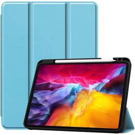 Mobigear Tri-Fold Gel Coque iPad Pro 11 Pouces (2022) Etui en TPU,Similicuir + Porte-crayon - Bleu