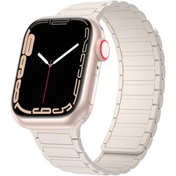 Mobigear Loop Mag Bracelet Silicone pour Apple Watch Fermeture magnétique - 49/46/45/44 mm - Lumière stellaire