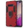 Mobigear Armor Ring Coque Samsung Galaxy S10 Plus Coque arrière Rigide Anti-Chocs avec Anneau-Support - Rouge