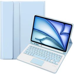 Mobigear Keys Coque iPad Air 11 Pouces (2024) Etui Clavier Bluetooth QWERTY + Porte-crayon - Bleu