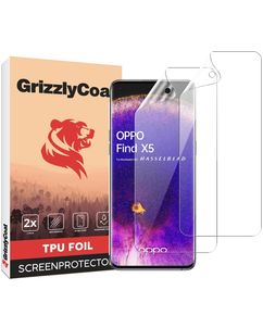 GrizzlyCoat OPPO Find X5 Hydrogel TPU Protection d'écran - Compatible Coque + Cadre d'installation (Lot de 2)