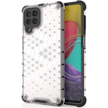 Mobigear Honeycomb Coque Samsung Galaxy M53 Coque arrière Rigide Anti-Chocs - Blanc