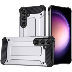 Mobigear Outdoor Coque Samsung Galaxy S24 Coque arrière Rigide Anti-Chocs - Argent