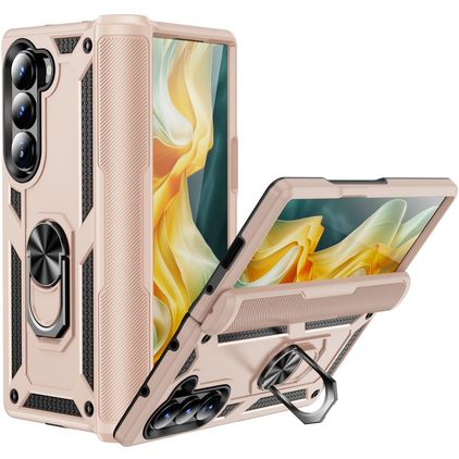 Mobigear Armor Ring Samsung Galaxy Z Fold 6 Plastique rigide Coque arrière Antichoc avec bague de maintien - Orange