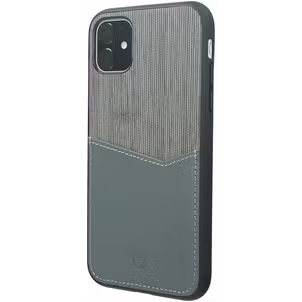 Valenta Card Slot Coque iPhone 11 Coque arrière en Cuir Véritable avec Porte-Cartes - Gris