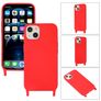 Mobigear Lanyard iPhone 14 Plus Coque avec cordon en Silicone - Rouge