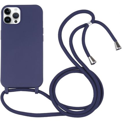 Mobigear Lanyard iPhone 16 Pro Coque avec cordon en Silicone - Dark Blue