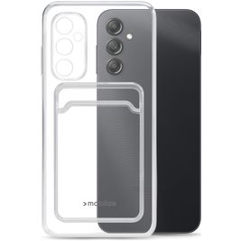 Mobilize Gelly Card Coque Transparente Samsung Galaxy A14 Coque arrière en TPU Souple avec Porte-Cartes - Transparent