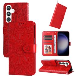 Mobigear Sunflower Housse Samsung Galaxy S24 Etui Porte-Monnaie - Rouge