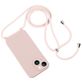 Mobigear Lanyard iPhone 15 Coque avec cordon en Silicone - Sand Pink
