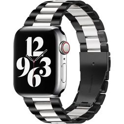 Mobigear Antwerp Bracelet Acier pour Apple Watch Fermeture boucle déployante - 42/41/40/38 mm - Noir / Blanc