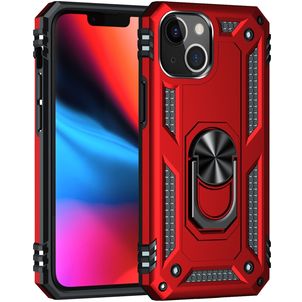 Mobigear Armor Ring Coque iPhone 13 Coque arrière Rigide Anti-Chocs avec Anneau-Support - Rouge