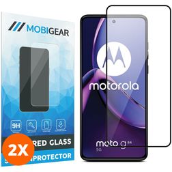 Mobigear Premium Motorola Moto G84 Verre trempé Protection d'écran - Compatible Coque - Noir (Lot de 2)