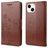 Mobigear Flowers Housse iPhone 14 Etui Porte-Monnaie - Marron