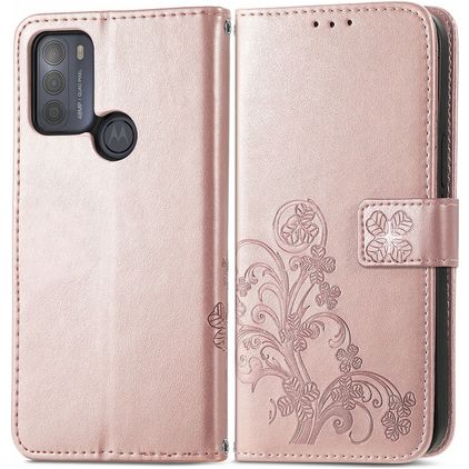 Mobigear Clover Motorola Moto G50 Étui Portefeuille - Rose doré