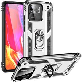 Mobigear Armor Ring Coque Xiaomi Redmi 10C Coque arrière Rigide Anti-Chocs avec Anneau-Support - Argent