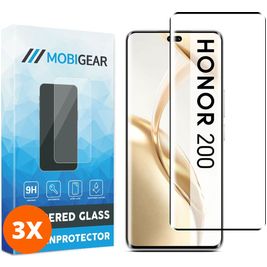 Mobigear Premium HONOR 200 Verre trempé Protection d'écran - Compatible Coque - Noir (Lot de 3)