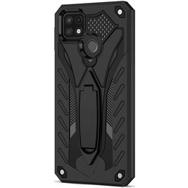 Mobigear Armor Stand Coque Realme C21Y Coque arrière Rigide Anti-Chocs avec Support Amovible - Noir