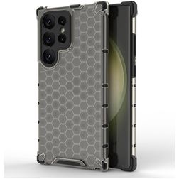 Mobigear Honeycomb Coque Samsung Galaxy S24 Ultra Coque arrière Rigide Anti-Chocs - Noir