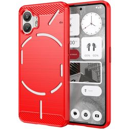 Mobigear Brushed Slim Coque Nothing Phone (2) Coque arrière en TPU Souple - Rouge