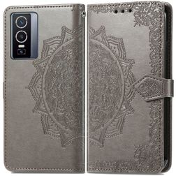 Mobigear Mandala Housse Vivo Y76 Etui Porte-Monnaie - Gris