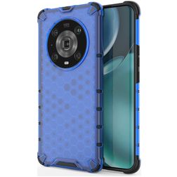 Mobigear Honeycomb Coque HONOR Magic 4 Pro Coque arrière Rigide Anti-Chocs - Bleu