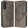 Mobigear Butterfly Housse Samsung Galaxy M55 Etui Porte-Monnaie - Gris