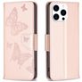 Mobigear Butterfly Housse iPhone 16 Pro Etui Porte-Monnaie - Rose doré