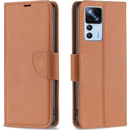 Mobigear Wallet Housse Xiaomi 12T Pro Etui Porte-Monnaie - Marron