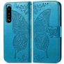 Mobigear Butterfly Housse Sony Xperia 5 IV Etui Porte-Monnaie - Bleu
