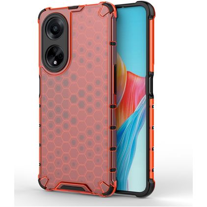 Mobigear Honeycomb Coque OPPO A98 Coque arrière Rigide Anti-Chocs - Rouge