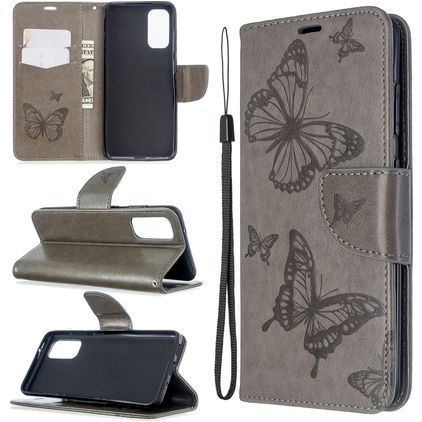 Mobigear Butterfly Housse Samsung Galaxy S20 Etui Porte-Monnaie - Gris