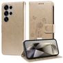 Mobigear Flowers Housse Samsung Galaxy S25 Ultra Etui Porte-Monnaie - Or