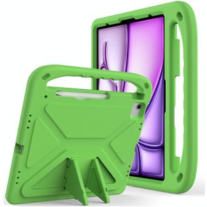 Mobigear AeroArmor Coque iPad Air 13 Pouces (2024) Coque de tablette pour enfants avec Poignée Enfants en EVA + Porte-crayon - Vert