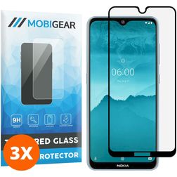 Mobigear Premium Nokia 7.2 Verre trempé Protection d'écran - Compatible Coque - Noir (Lot de 3)