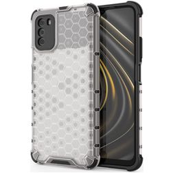 Mobigear Honeycomb Coque POCO M3 Coque arrière Rigide Anti-Chocs - Blanc