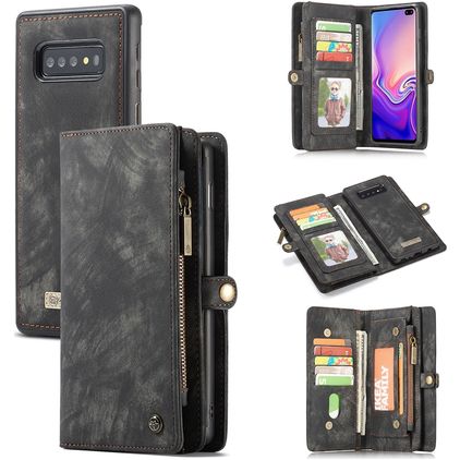 Caseme 008 Housse Samsung Galaxy S10 Plus Etui avec Coque Détachable Porte-Monnaie - Noir
