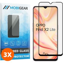 Mobigear Premium OPPO Find X2 Lite Verre trempé Protection d'écran - Compatible Coque - Noir (Lot de 3)