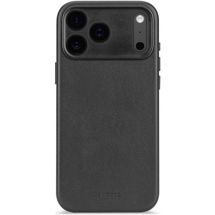 Decoded Coque iPhone 17 Pro Coque arrière en Cuir Véritable Anti-Chocs - Noir