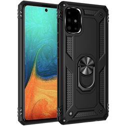 Mobigear Armor Ring Coque Samsung Galaxy A71 Coque arrière Rigide Anti-Chocs avec Anneau-Support - Noir