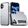Mobigear Card Coque iPhone 18 Coque arrière Rigide Anti-Chocs avec Porte-Cartes - Gris
