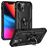 Mobigear Armor Ring Coque iPhone 14 Coque arrière Rigide Anti-Chocs avec Anneau-Support - Noir