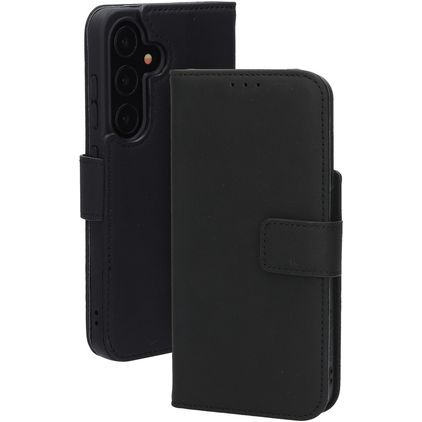 Mobiparts Wallet Housse Samsung Galaxy S24 MagSafe Etui en Cuir Véritable Porte-Monnaie - Noir