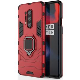 Mobigear Armor Ring Coque OnePlus 8 Pro Coque arrière Rigide Anti-Chocs avec Anneau-Support - Rouge